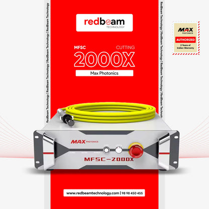 Max Photonics MFSC-2000X fiber laser source with yellow cable for cutting, 2kW power